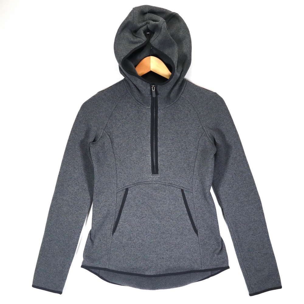 Lululemon Scuba Half Zip Hoodie Womens 4 Gray Knit Pullover Athletic Activewear
